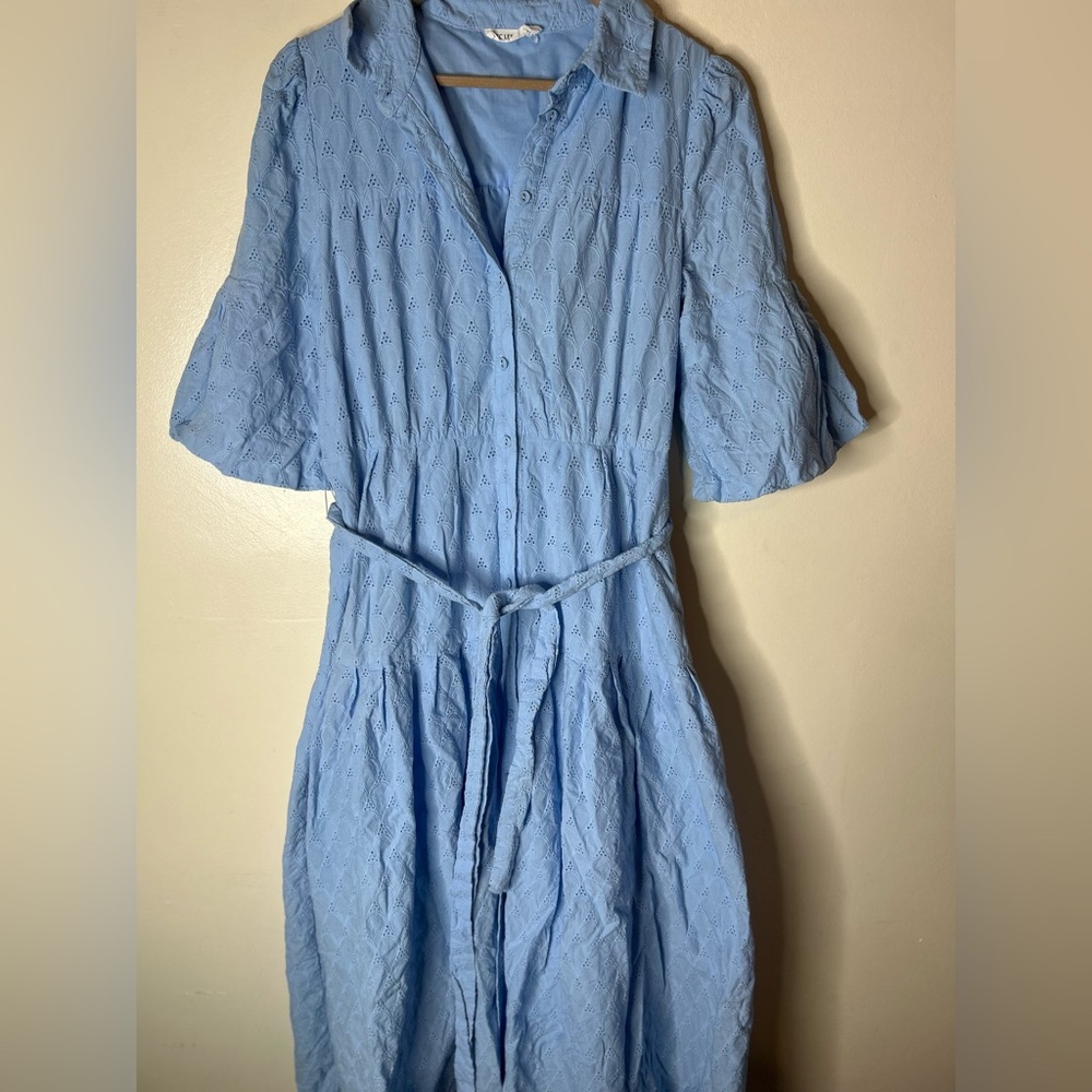 Avec Les Filles Eyelet Tie Waist Shirtdress - Picture 4 of 6